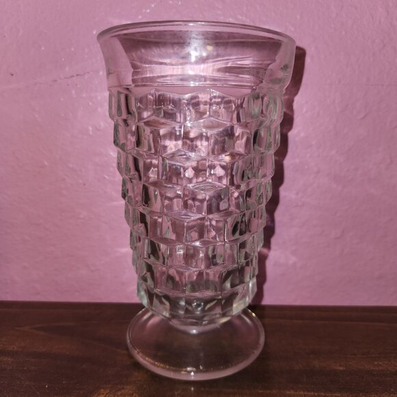 Vintage American Whitehall By Colony Cubist 6” Footed Tea Glass Flare Rim Clear - Picture 4 of 8
